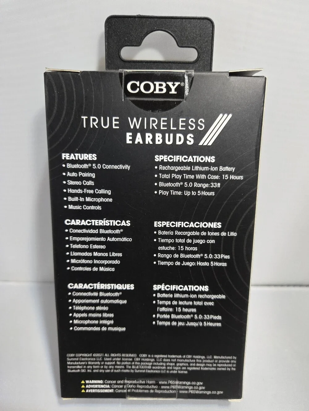 Coby True Wireless Bluetooth Earbuds - Black